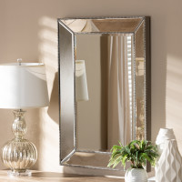 Baxton Studio RXW-5039 Emelie Modern and Contemporary Antique Silver Finished Accent Wall Mirror